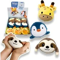 alldoro Plüschfigur 9er Set Plüsch Anti-Stress Bälle, Faultier, Pinguin & Giraffe, kuschelweiche Knautschbälle für Kinder, zum Drücken & Entspannen