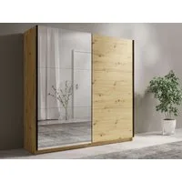 Home affaire Schwebetürenschrank Kleiderschrank Fresno mit 5 Einlegeböden, Spiegel und Kleiderstange Garderobe mit 2 Schwebetüren, B/H/T 150/207/62 cm