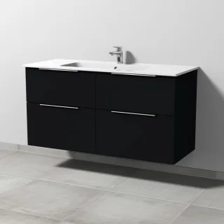 Sanipa 3way Waschtischunterbau zu Duravit ME by Starck Waschtisch mit 4 Auszügen, Schwarz-Matt UF72708