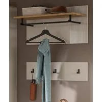Inn.Furn Garderobenpaneel Skid (Wandgarderobe in Kaschmir Sand mit Eiche, Set 2-teilig, 80 x60 cm), mit Kleiderstange und Fräsungen