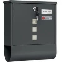 Woltu Wandbriefkasten (1-St), Postkasten mit Zeitungsfach Sichtfenstern, abschließbar