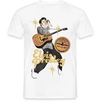 Spreadshirt T-Shirt Elvis Presley Mit Girarre Und Mikrofon Männer T-Shirt (1-tlg)