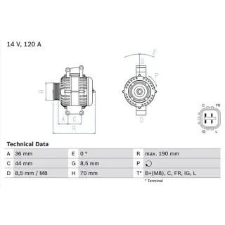 Bosch Lichtmaschine 120A Honda Accord Civic Cr-V Fr-V 2,2