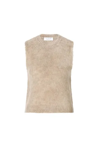 Rich & Royal - Crew Nk Brushed Sleevless Set caffee latte - Gr. - XS