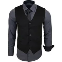Baxboy Langarmhemd Baxboy Langarmhemd Herren Hemd Weste Krawatte 3-teilig Set 444-HWKR