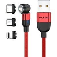 SOONTEC Magnet Ladekabel SOONTEC 0,5m-6,5m Micro USB/USB-C/Lightning 2,4A/3,0A magnetisches Ladekabel, Lightning, Micro-USB, USB-C, Lightning, USB-C, Micro-USB (200 cm), drehbar 360°&180°