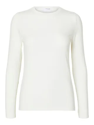 selected women - SLWMANJA LS O-NECK NOOS Snow White - Gr. - XS