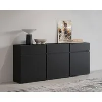 OTTO home Sideboard Cross,Breite 180 cm, moderne grifflose Kommode,3 Türen/3 Schubkästen, Schubladenschrank mit viel Stauraum, Einlegeböden verstellbar
