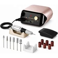 Toomoke Maniküre-Pediküre-Set Profi Nagelfräser Elektrisch 35000 U/min, Nagelfeile für Gelnägel Acryl UV Gel Maniküre Pediküre, mit Fußpedal & Fräseraufsätzen