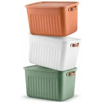 Luxury Bites Aufbewahrungsbox mit Deckel, 20L-15L -10L BPA-freie Kunststoff, nestbar und stapelbar (6 Farben, 9 Farbkombiationen, 3er Set)
