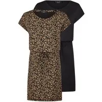 DENIMFY Sommerkleid Damen Kleid DFBella A-Linie Kurzarm Sommerkleid mit Rundhals-Ausschnitt