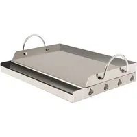 BBQ-Toro Grillplatte Edelstahl Grillplatte, 64 x 40,5 cm, BBQ Plancha, Mit Rinne für Bratreste und überschüssiges Öl