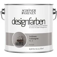 SCHÖNER WOHNEN FARBE Wand- und Deckenfarbe Zeitloses Vulkangrau Nr. 3, Tropf- und spritzgehemmt, Konservierungsmittelfrei