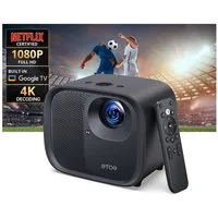 ETOE E3 Pro mit Google TV, 600 ANSI, native 1080p-Auflösung, 4K-Decodierung Beamer (3000:1, 1920 x 1080 px, Autofokus und Trapezkorrektur, Dualband-WLAN und 20-W-Audio)