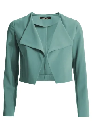 SWING - Verkürzter Blazer aus Webware teal green - Gr. - 42