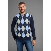 DELMAO Rundhalspullover Trendiger Style ! Feinstrick mit Rautenmuster, ideal für die Übergangszeit