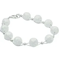Schmuck Krone Silberarmband Armband aus Bergkristall mit Crack Struktur, Silber 925