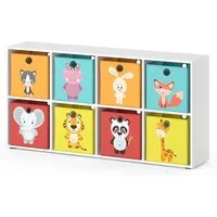Vicco Bücherregal Scutum, Weiß, 143 x 72.6 cm mit 8 Faltboxen, 1-tlg.