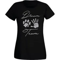 G-graphics T-Shirt Dream Team – Hand & Pfote Slim-fit Damen T-Shirt mit einem Print für die echte Hundemamas