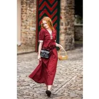 Leonardo Carbone Ritter-Kostüm Sommerkleid Rot/Natur "Denise"