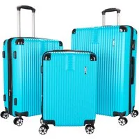 BRUBAKER Kofferset London - Reisekoffer Set inklusive Handgepäck - Hartschalen Koffer, 4 Rollen, (ABS Trolleys (M, L, XL), 3 tlg., Boardcase), mit Zahlenschloss, 4 Rollen und Komfort Tragegriffen