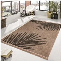 TaraCarpet Teppich Outdoor & Indoor Teppich wetterfest Borneo Premium Sisal-Jute-Optik, rechteckig, Höhe: 7 mm, Balkon Terrasse Wintergarten Palme Wohnzimmer Esszimmer 240X340