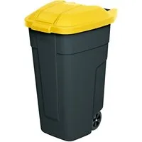 BRB-Lagertechnik Mülleimer Wertstoffsammler, Inhalt 100 Liter, Korpus anthrazit, Fahrbare Tonne aus robustem Polypropylen-Kunststoff (PP)
