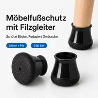 JASLIFE Filzgleiter 24 Stück Stuhlbeinschoner Stuhlbeinkappen mit Filz, Stuhlgleiter Filz, Bodenschonend, rutschfest & leise ideal für Fliesen, Parkett, Laminat