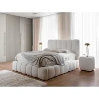Compleo Polsterbett boucle CONDIS, Wolkenbett, Kopfteilhöhe: 127 cm (exklusives Bett), Nachttische als Option, Bett cloudy, dekorativen Rillen
