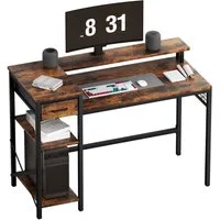 Oak&Tea Schreibtisch Computertisch, Bürotisch mit Schubladen & Monitorständer Breite 120 cm (Schreibtisch *1), PC Tisch Eckschreibtisch für Arbeitszimmer, Heimbüro, Wohnzimmer
