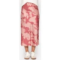 SASSYCLASSY Minirock High Waist Satin Maxirock Damen in A-Linie elegant Weicher Maxi-Lang Satinrock mit Gummibund in Batik-Muster in Rosa