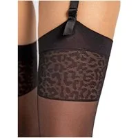 Fiore Strapsstrümpfe Sensual (Packung, 1 Paar) luxuriöse Strapsstümpfe mit Raubtiermuster am Strumpfband