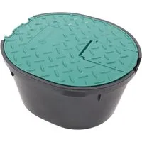 Wacredo Bewässerungsventilbox rund mit Deckel, Kugelhahn und Hahnanschluss 20 x 22 x 12cm, Verteilerkasten, Erweiterung Bewässerungssystem Zapfstelle
