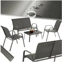tectake Gartenlounge-Set Sitzgruppe Nora für 4 Personen, Textilene-Gewebe, (Set., 4-tlg), Stabile Gestelle aus pulverbeschichtetem Stahl