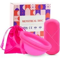 Tekoo Menstruationstasse Menstruationsdisc Set mit Aufbewahrungsbeutel Menstruationsdisk, 48 ml (entspricht ca. 4-5 Tampons), S Gr., 48 ml Kapazität für bis zu 12 Std. Schutz & 100% medizinisches Silikon