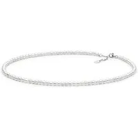 Gaura Pearls Perlenkette,klassisch, weiß, rund, 38-41 cm, echte Süßwasserzuchtperlen, 925er rhodiniertes Silber