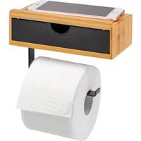 eluno Toilettenpapierhalter Toilettenpapierhalter, Feuchttücherbox und Ablage aus Bambus/Metall