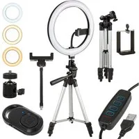 Maclean Ringlicht MCE610 12W LED Ringlicht mit Stativständer, Helligkeit [ 10 Stufen ] - Dimmbarkeit