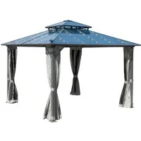 BRAST Pavillon Aluminium Pagode 3,5x3,5m viele Modelle, wahlweise LEDs, inkl. Moskitonetz, festes Dach, wasserdicht, stabil, UV-Schutz