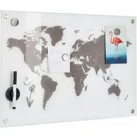Zeller Present Pinnwand Worldmap, Glas 60x40