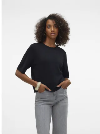 VERO MODA - VMSILJE 2/4 O-NCK OVERSIZE PULL GA NOOS Black - Gr. - XL