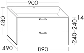 Burgbad Waschtischunterschrank Sys30 PG2 Echo 480x890x480 Eisblau Softmatt, WVAM089F3962 WVAM089F3962