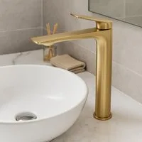wohnwerk.idee Badarmatur Badarmatur Gold Schwarz, Modernes Design, Messing Waschbeckenarmatur
