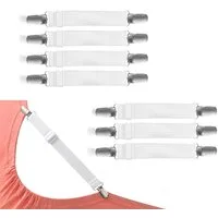 BAYLI Spannbettlaken Verstellbare Bettlakenspanner [8er Set], Betttuchspanner mit Metallcl