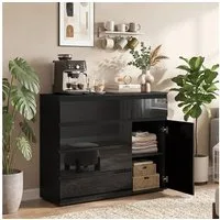 HOMCOM Kommode Regal verstellbar Schubladenschrank für Wohnzimmer 100x40x80cm (Aufbewahrungsschrank, 1 St., Sideboard), Fünf Schubladen, ein Schrank, hochglanzschwarz, Soft-Close