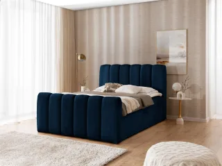Boxspringbett Schlafzimmerbett DENIS PREMIUM 120x200cm Stoff Catch Me Dunkelblau