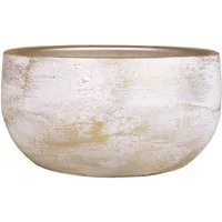 INNA-Glas Dekoschale Keramik Blumenschale AETIOS, Farbverlauf, weiß-Gold, 13cm, Ø28cm