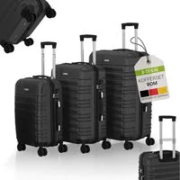 Juskys Trolleyset Rom, 4 Rollen, (3 tlg., 3-teilig), Aluminium, Rollen, Innenfutter, Ergonomische Griffe, 3er Set