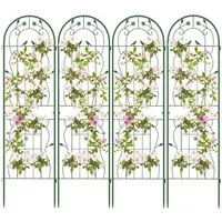 COSTWAY Gartenzaun, für Kletterpflanzen, Metall, 180x50 cm, 4 Zaunelemente
