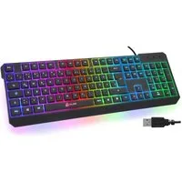 KLIM Chroma Gaming Tastatur, hintergrundbeleuchtete Tasten, Anti Ghosting Gaming-Tastatur (Deutsche Tastenbelegung, ergonomische Gaming Keyboard)